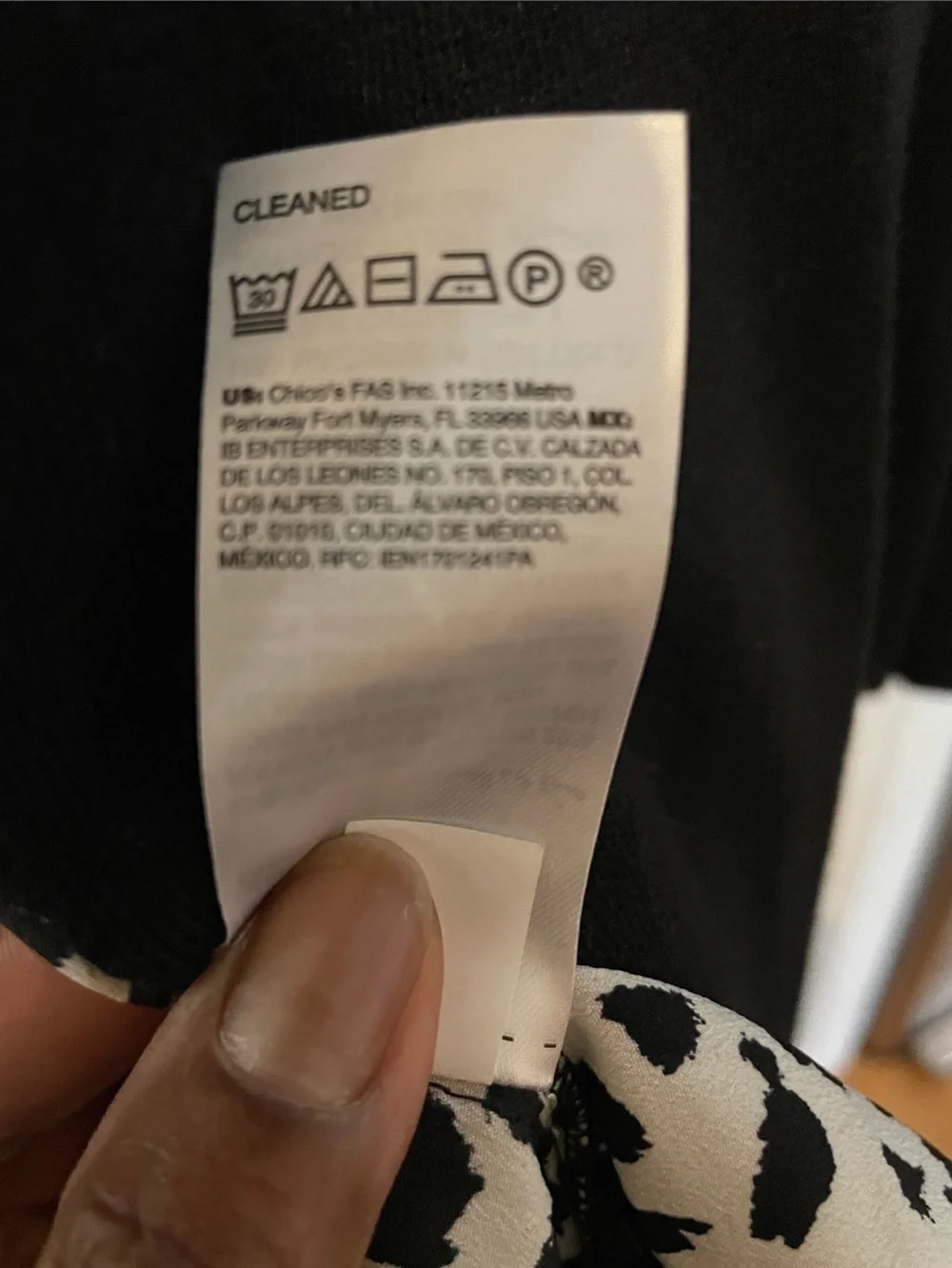 Chico's Black Cardigan with Black-and-White Animal Print Panel - Picture 3 of 3